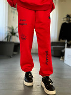 PEPPER Magic Red leisure suit with fluff and dragon for women