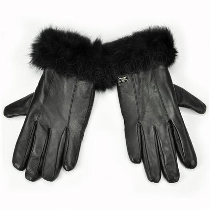 PIERRE CARDIN genuine leather black gloves for women