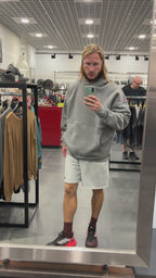 PEPPER UNISEX oversized pilkas džemperis su pūkeliu ir gobtuvu