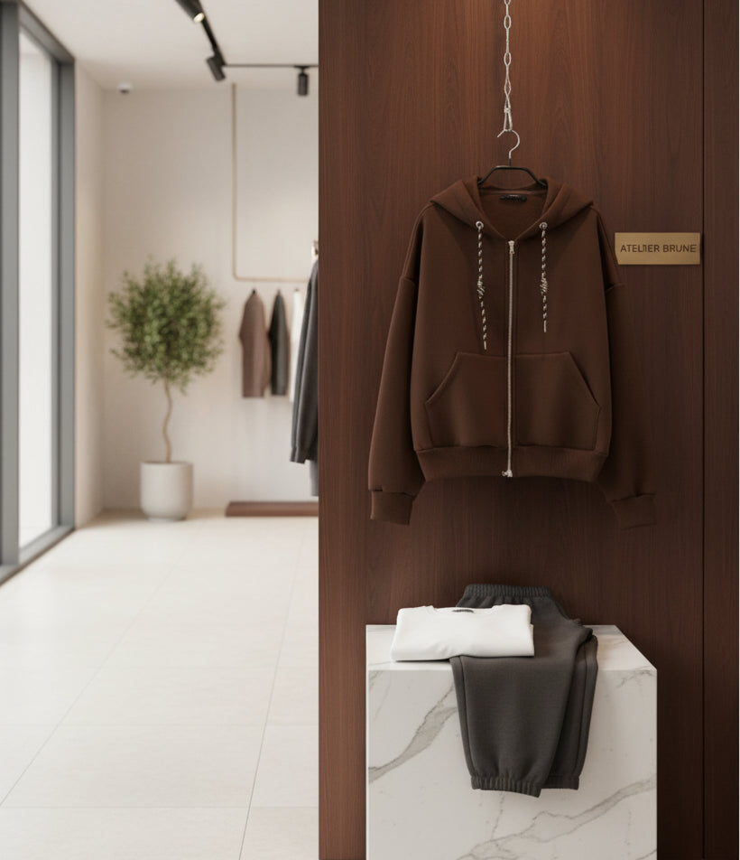 LUMINA rudas džemperis moterims su gobtuvu