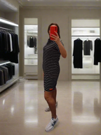 PEPPER Dark Blue Pique suknelė moterims