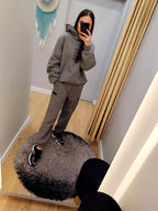 PEPPER Magic Grey Print pants with fluff for women