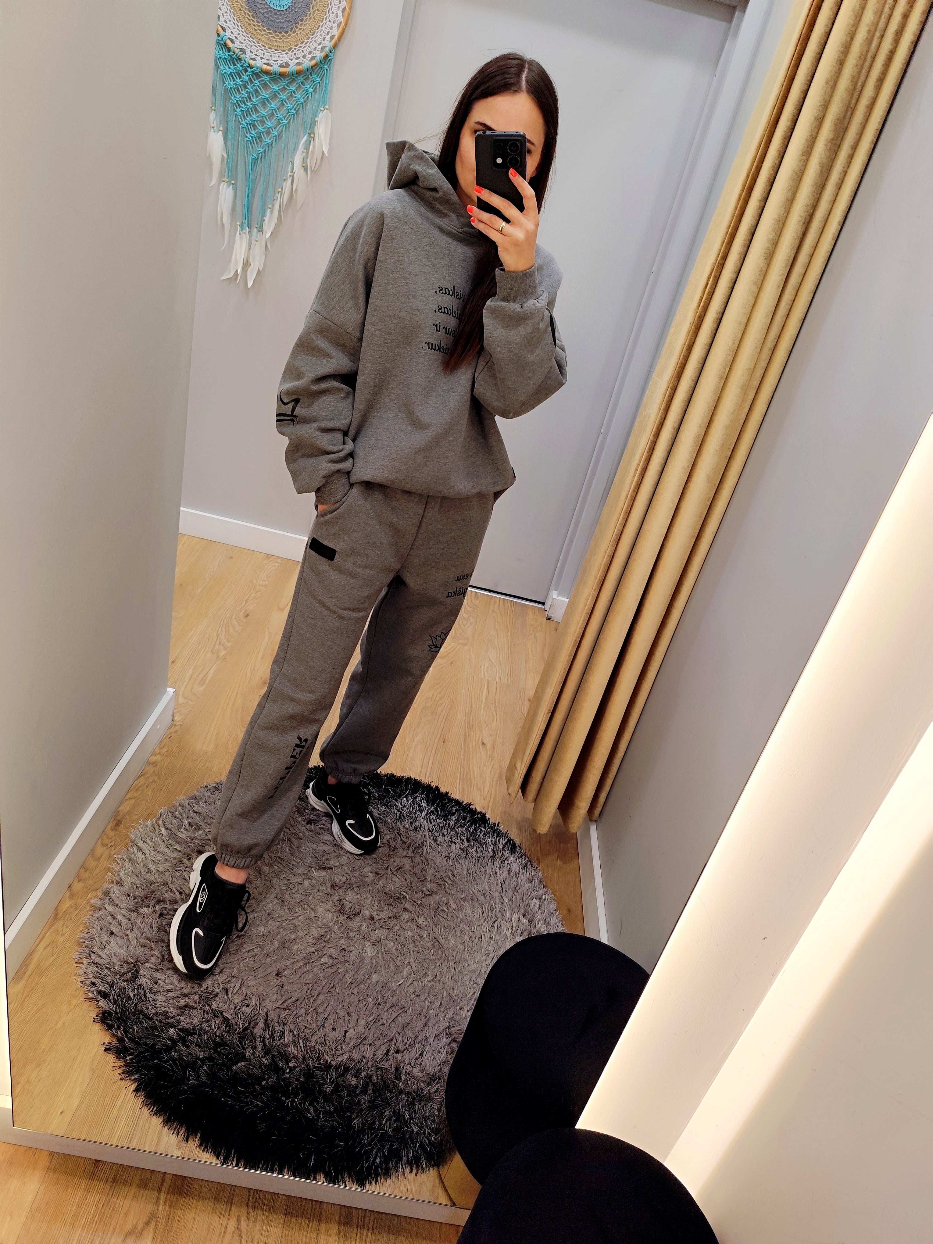 PEPPER Magic Grey Print pants with fluff for women