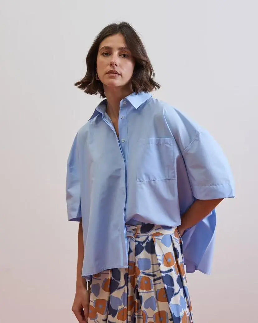 GIOYA & Co mėlyni marškiniai moterims