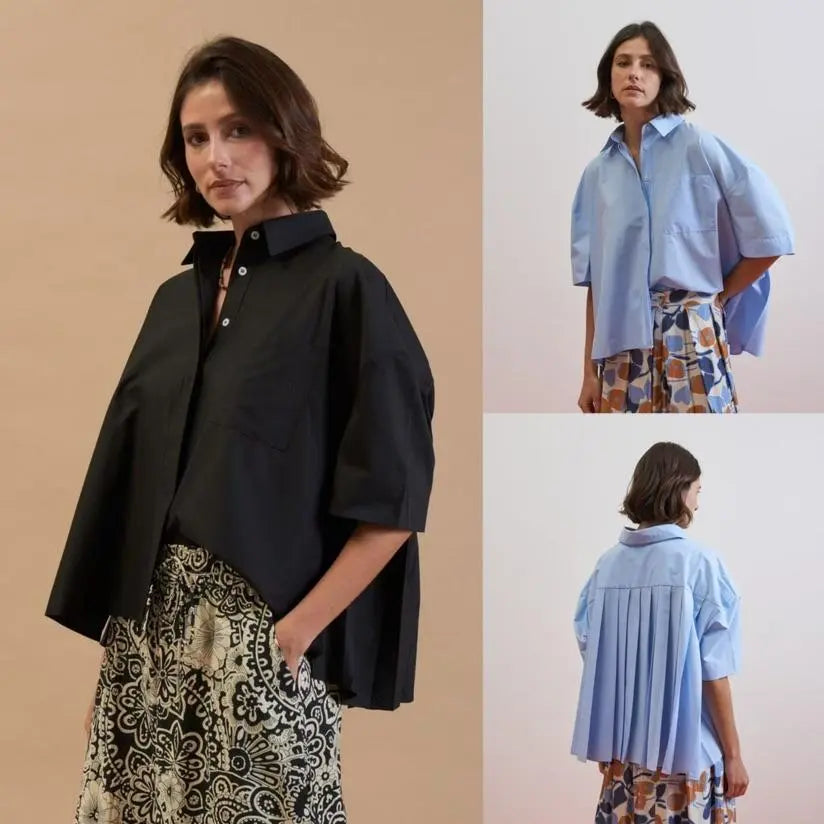 GIOYA & Co mėlyni marškiniai moterims