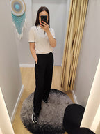 PEPPER juodos platėjančios kelnės moterims