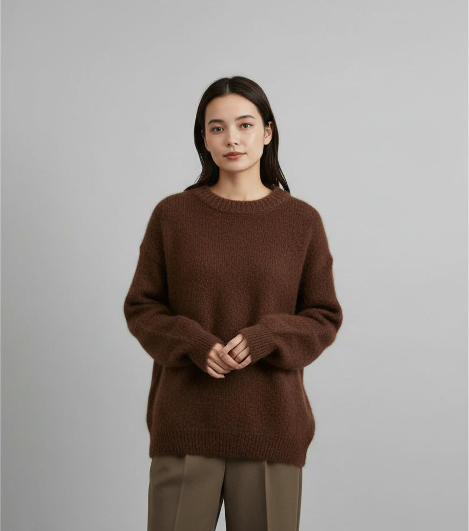 LUMINA rudas mocherinis megztinis moterims