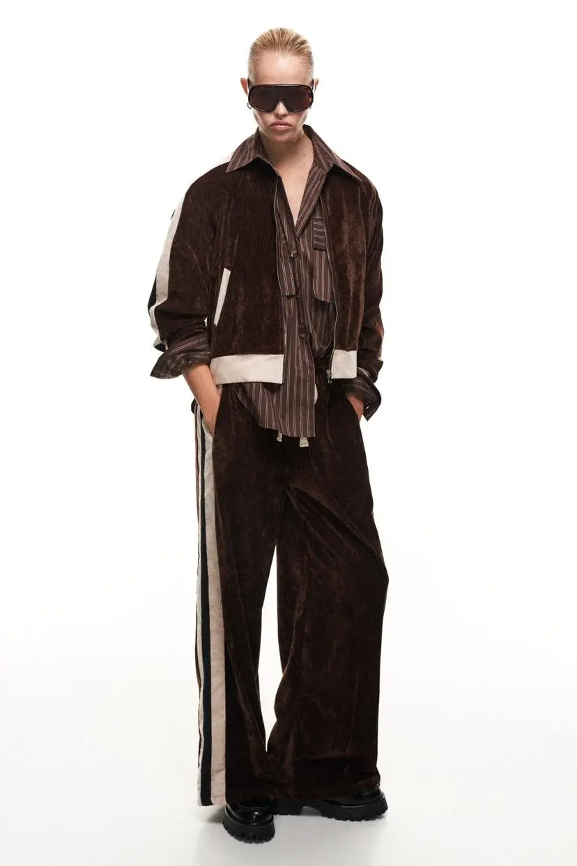 Lumina rudas veliūrinis džemperis