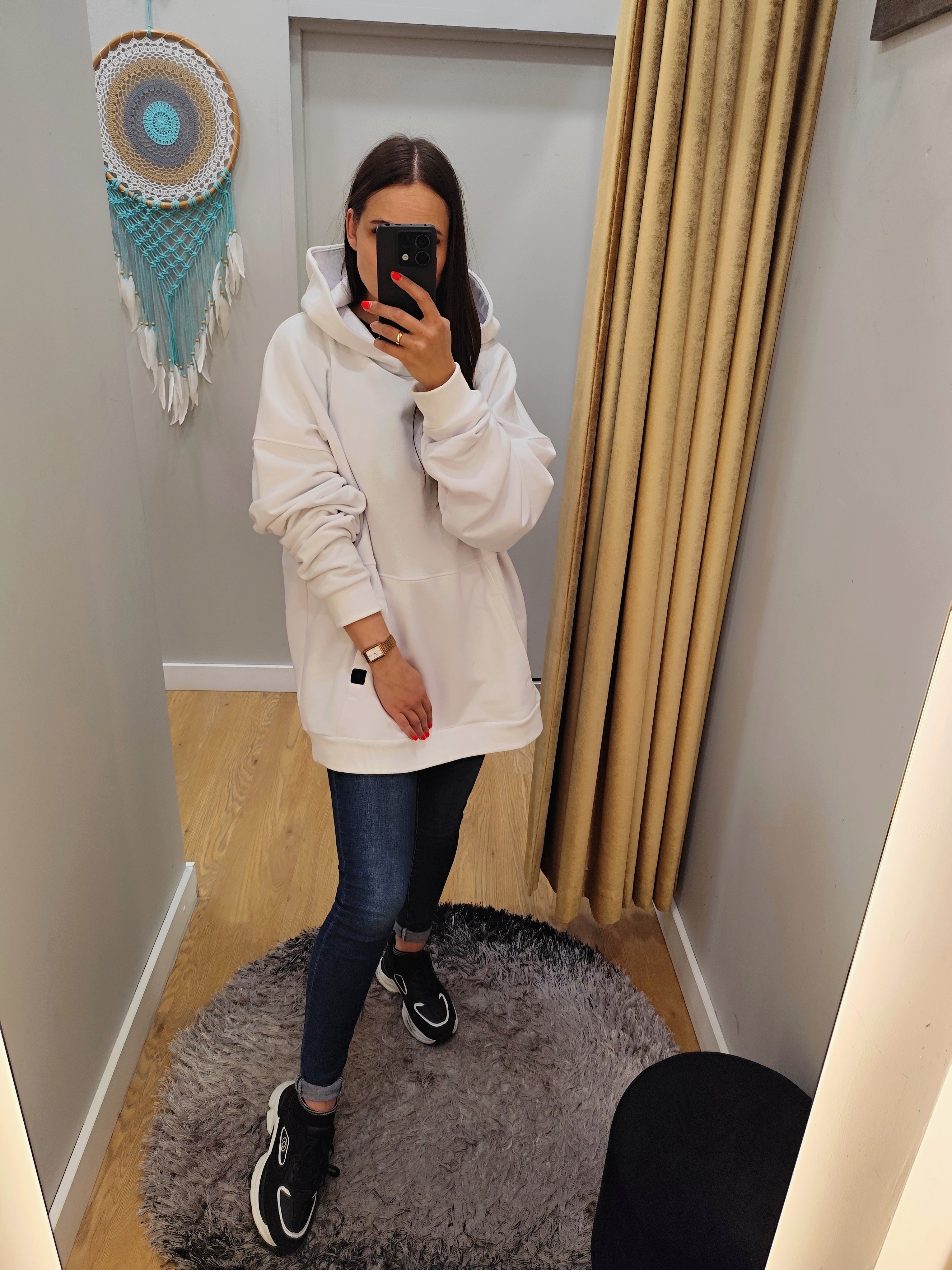 PEPPER UNISEX oversized white hoodie 