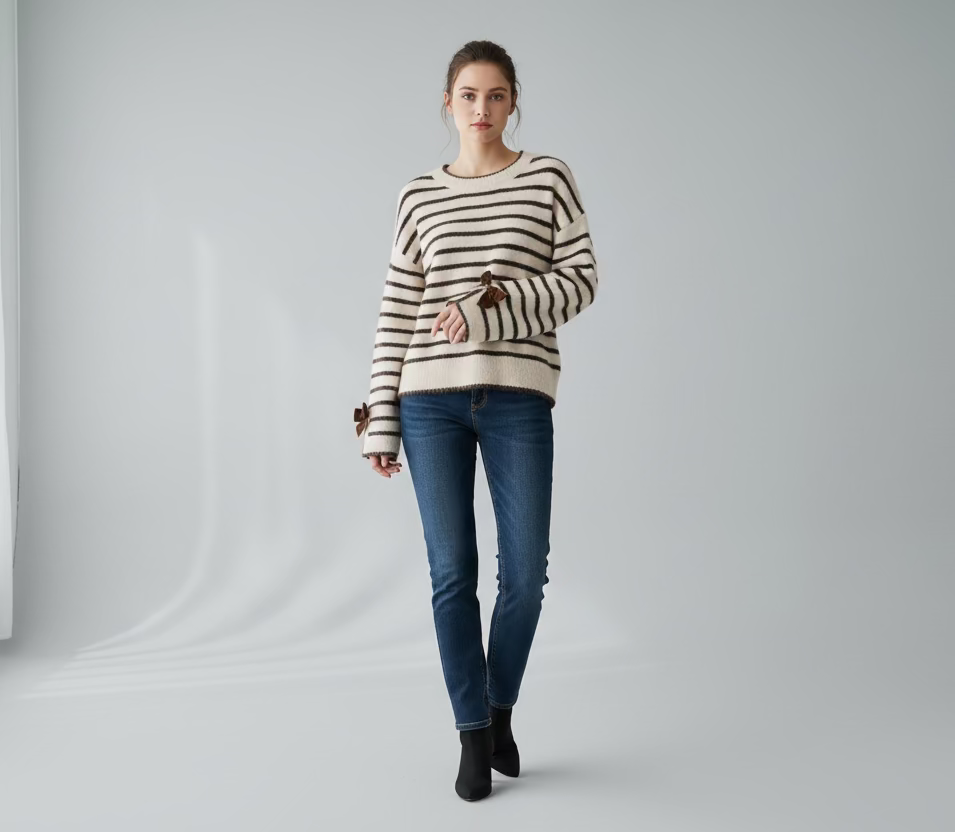 Altamira dryžuotas megztinis moterims