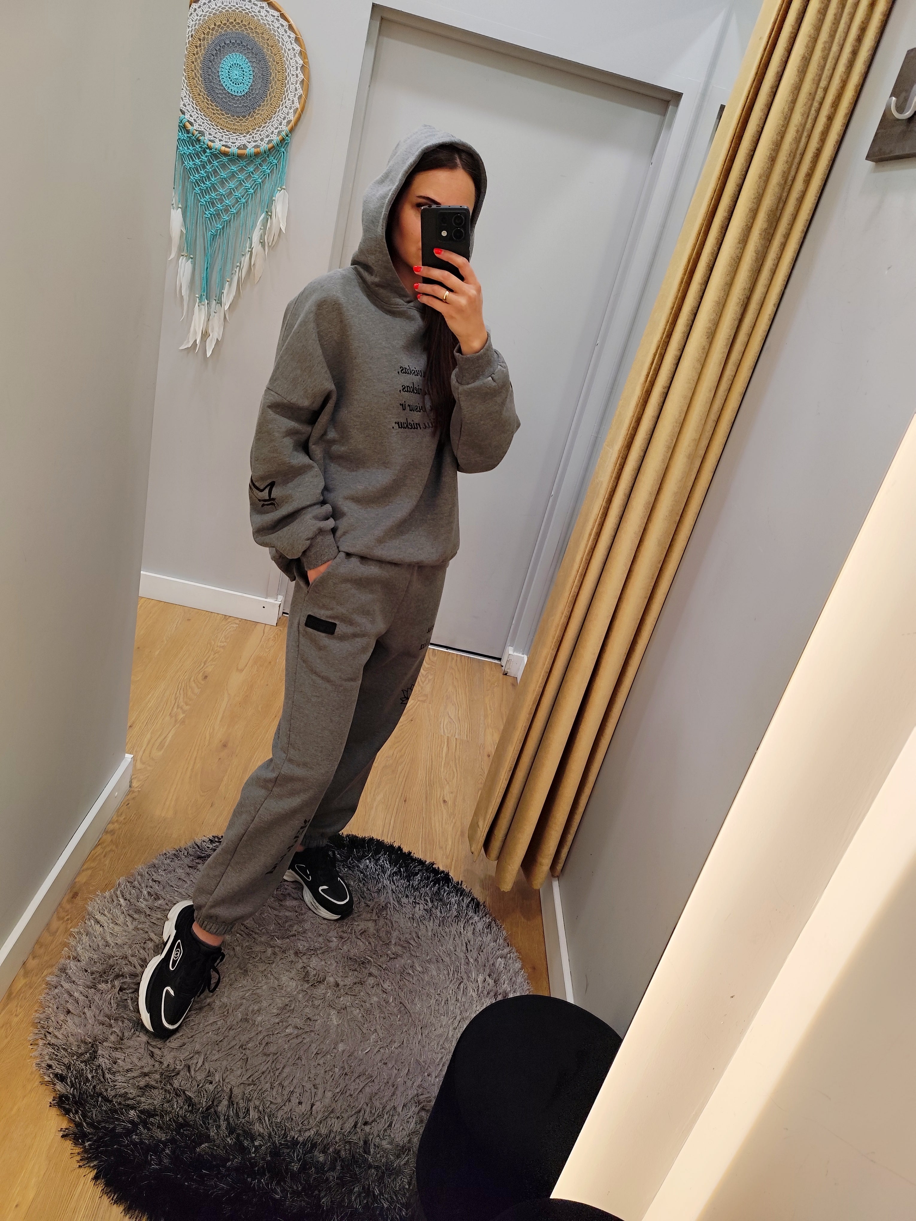 PEPPER Magic Grey Print pants with fluff for women