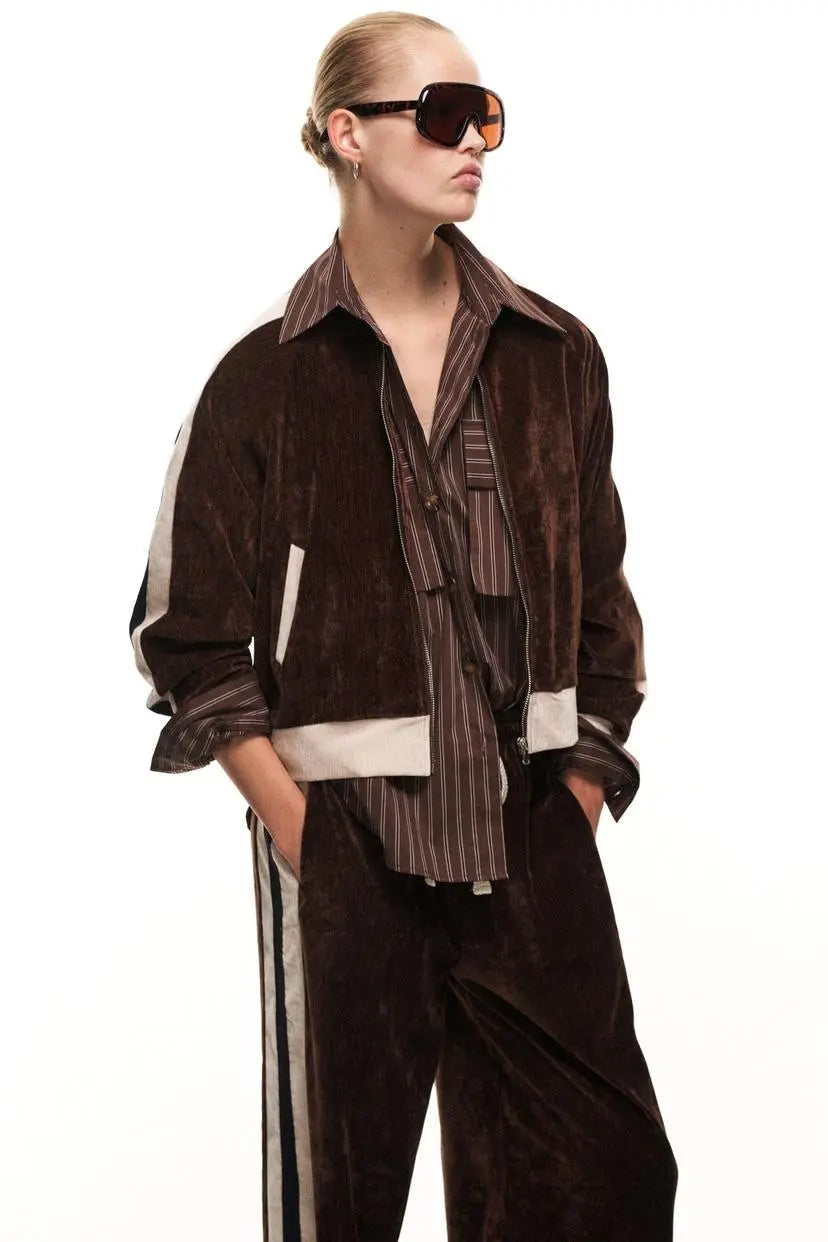 Lumina rudas veliūrinis džemperis