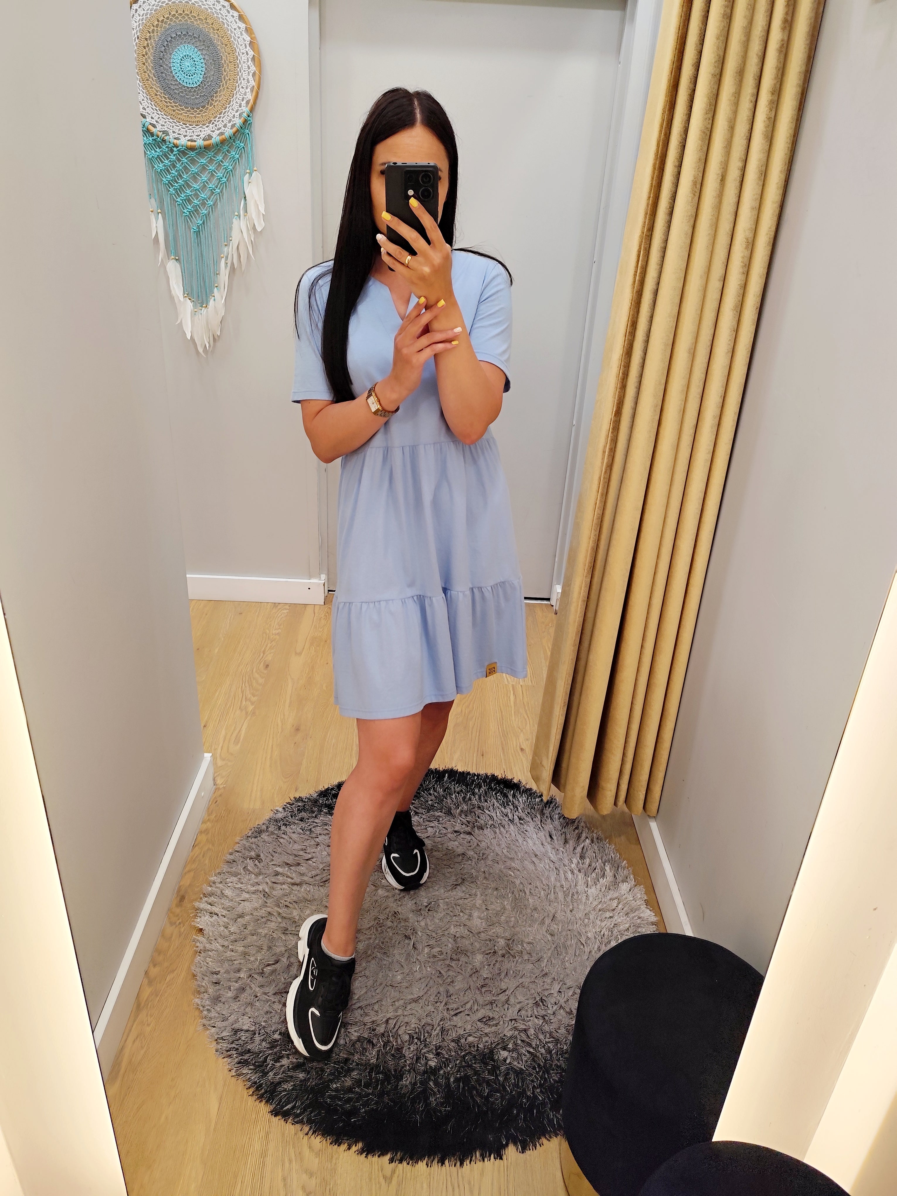 PEPPER sky blue cotton dress