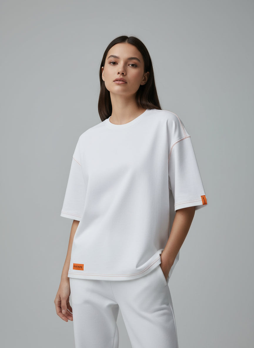PEPPER Pique crop top white t-shirt for women 