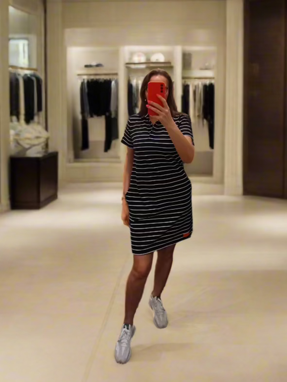 PEPPER Dark Blue Pique Dress for Women