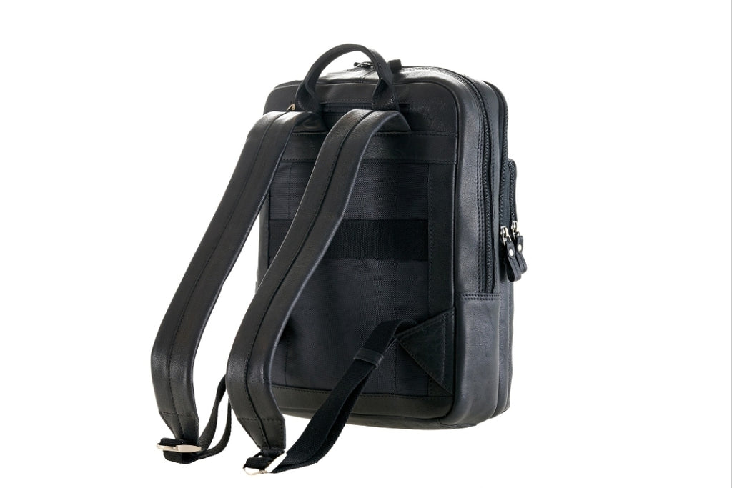 Pierre Cardin black leather backpack for men