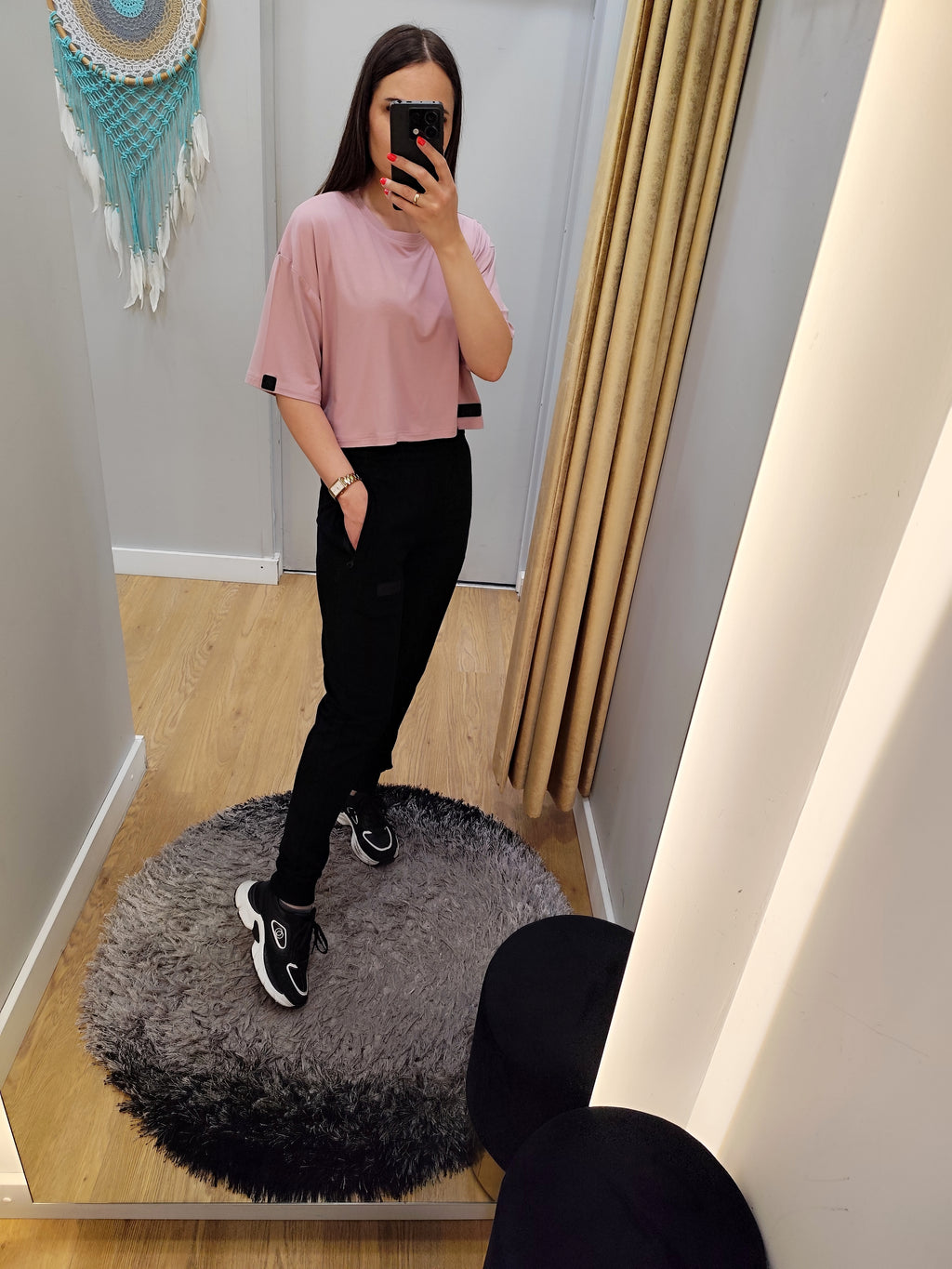 PEPPER crop top coral marškinėliai moterims