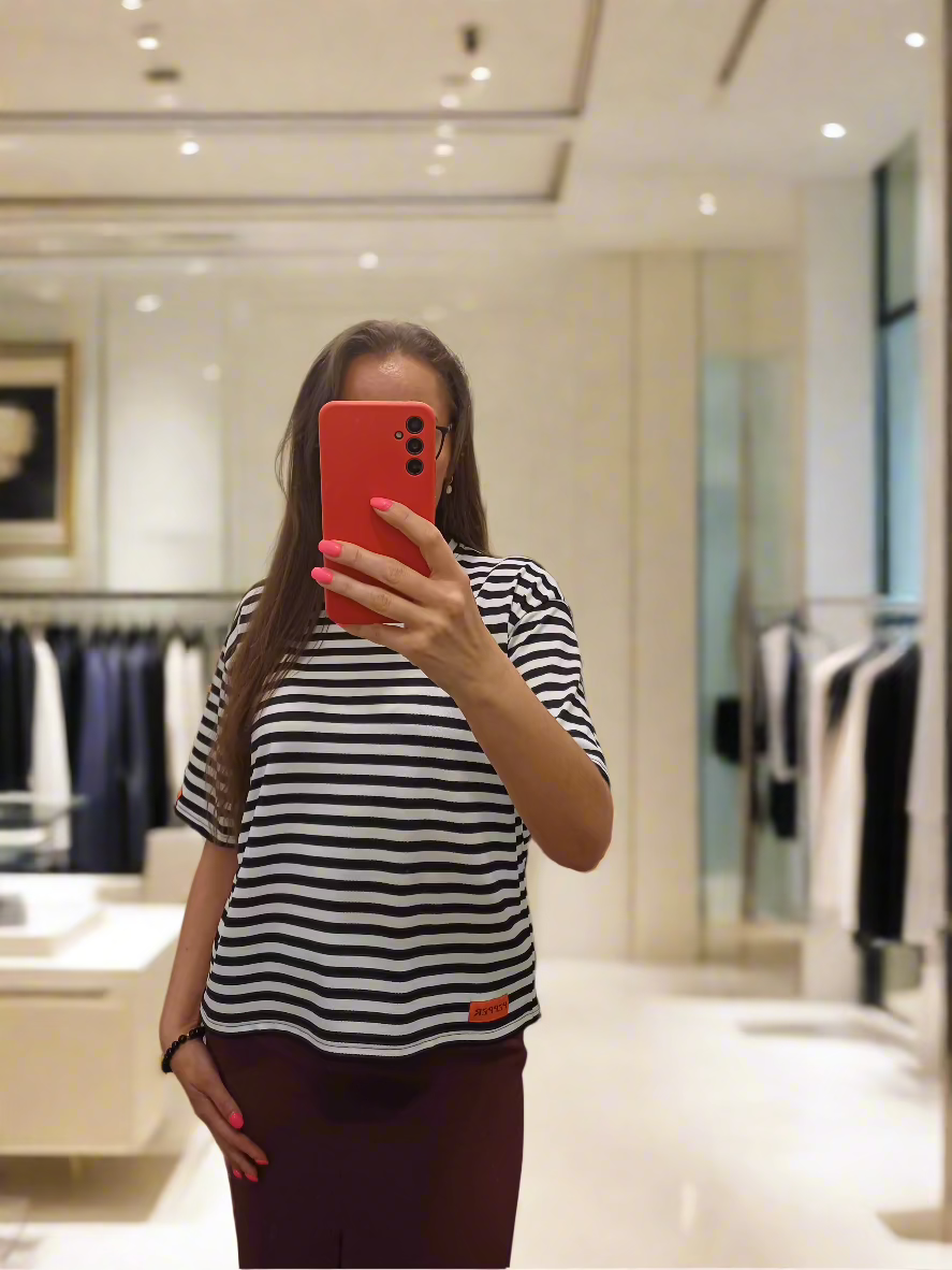 PEPPER white & blue Pique one size marškinėliai moterims