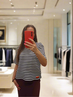 PEPPER white & blue Pique one size marškinėliai moterims