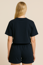PEPPER Crop Top Navy marškinėliai moterims