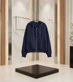 LUMINA mėlynas džemperis moterims su gobtuvu