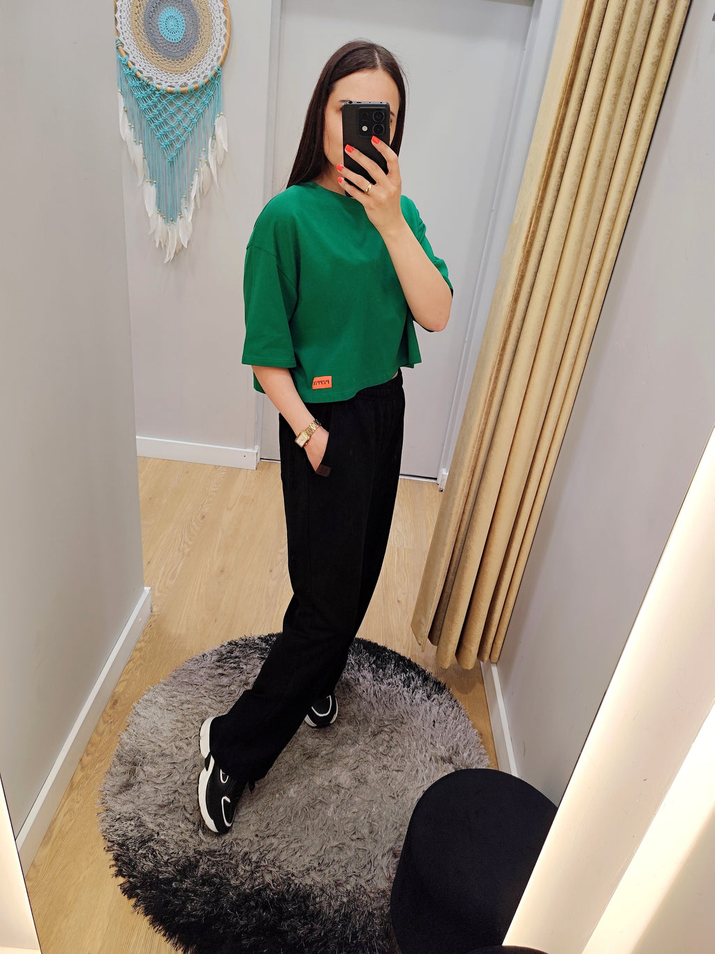 PEPPER Crop Top žali marškinėliai moterims