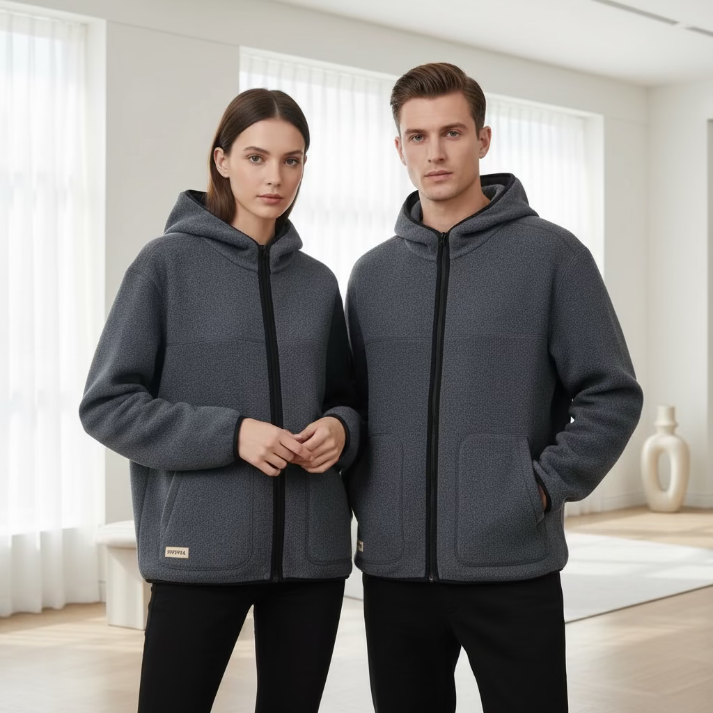 PEPPER UNISEX Grey woolen sweater with zipper