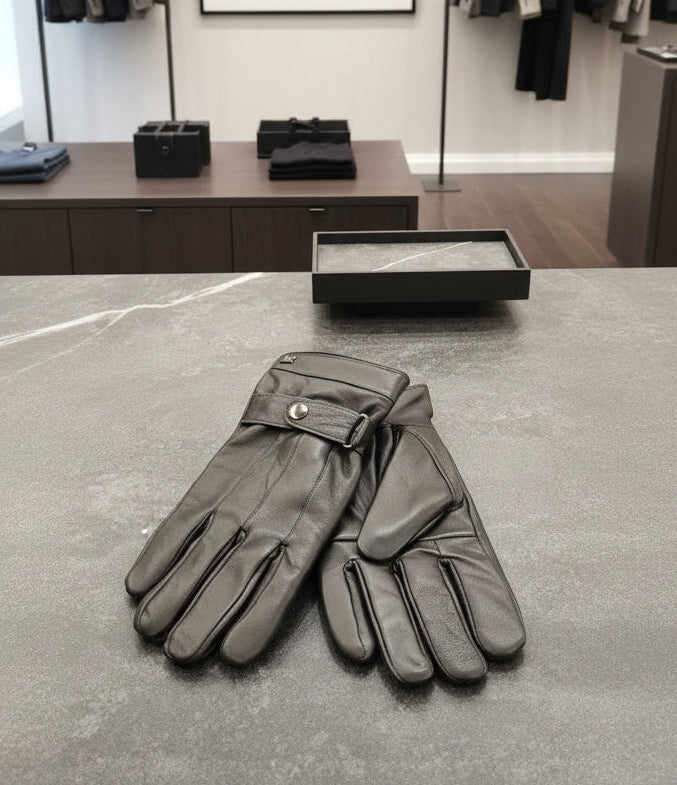 PIERRE CARDIN juodos natūralios odos pirštinės vyrams