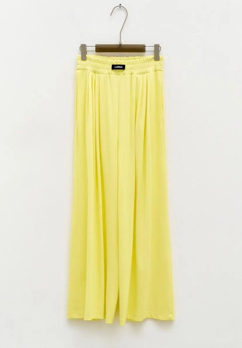 Lumina geltonos laisvalaikio kelnės moterims