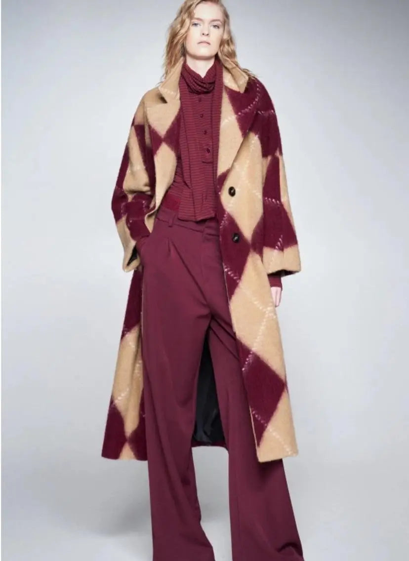 LUMINA bordo spalvos  kelnės moterims