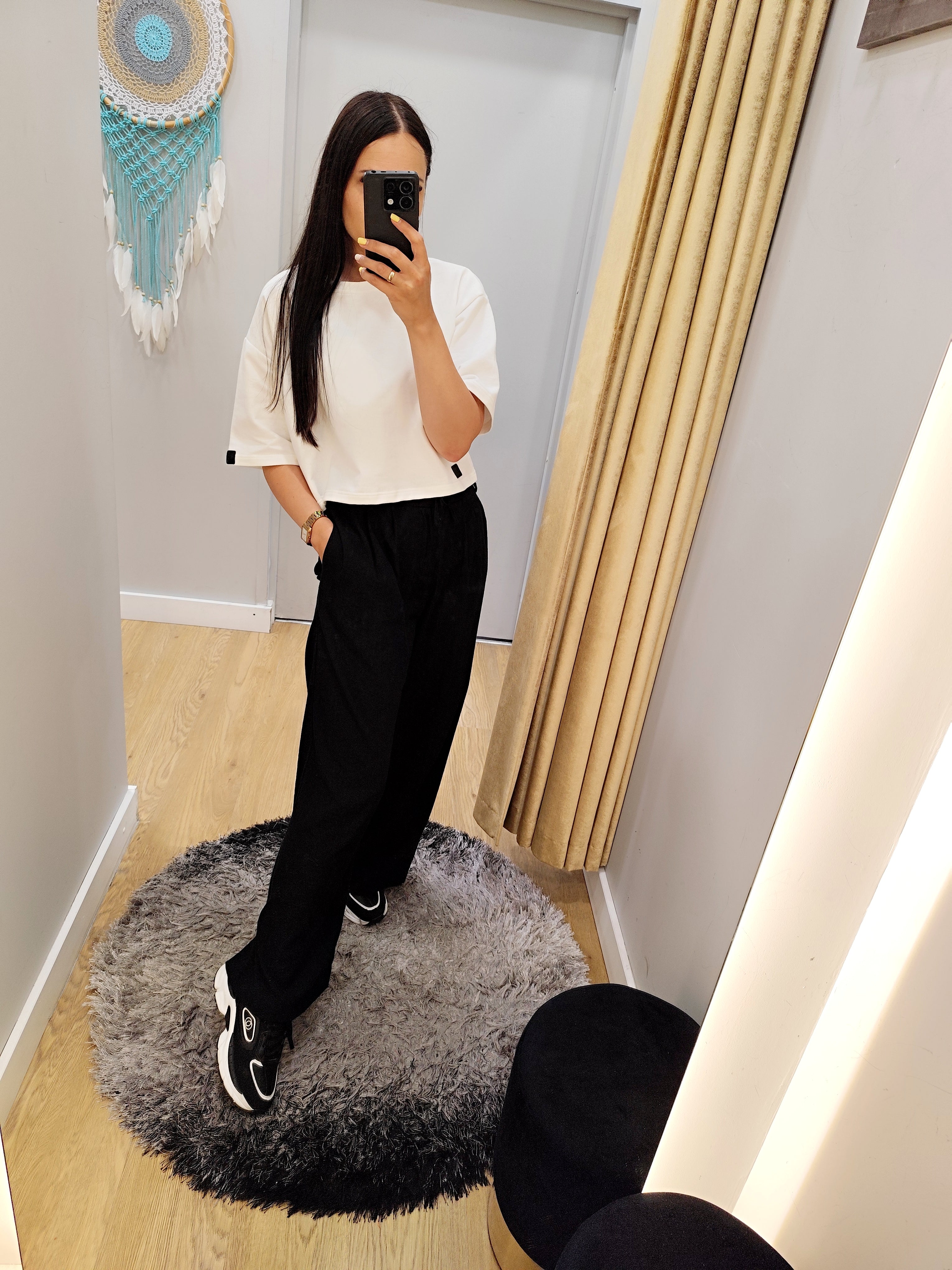 PEPPER Pique crop top balti marškinėliai moterims