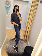 PEPPER Ombre Blue crop top marškinėliai moterims