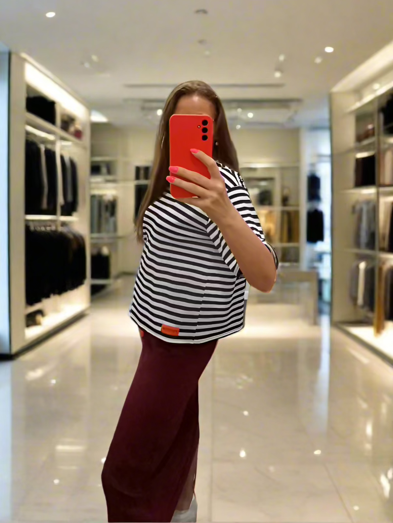 PEPPER white & blue Pique one size marškinėliai moterims