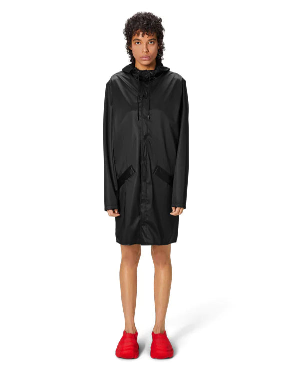 RAINS UNISEX Black Grain long raincoat