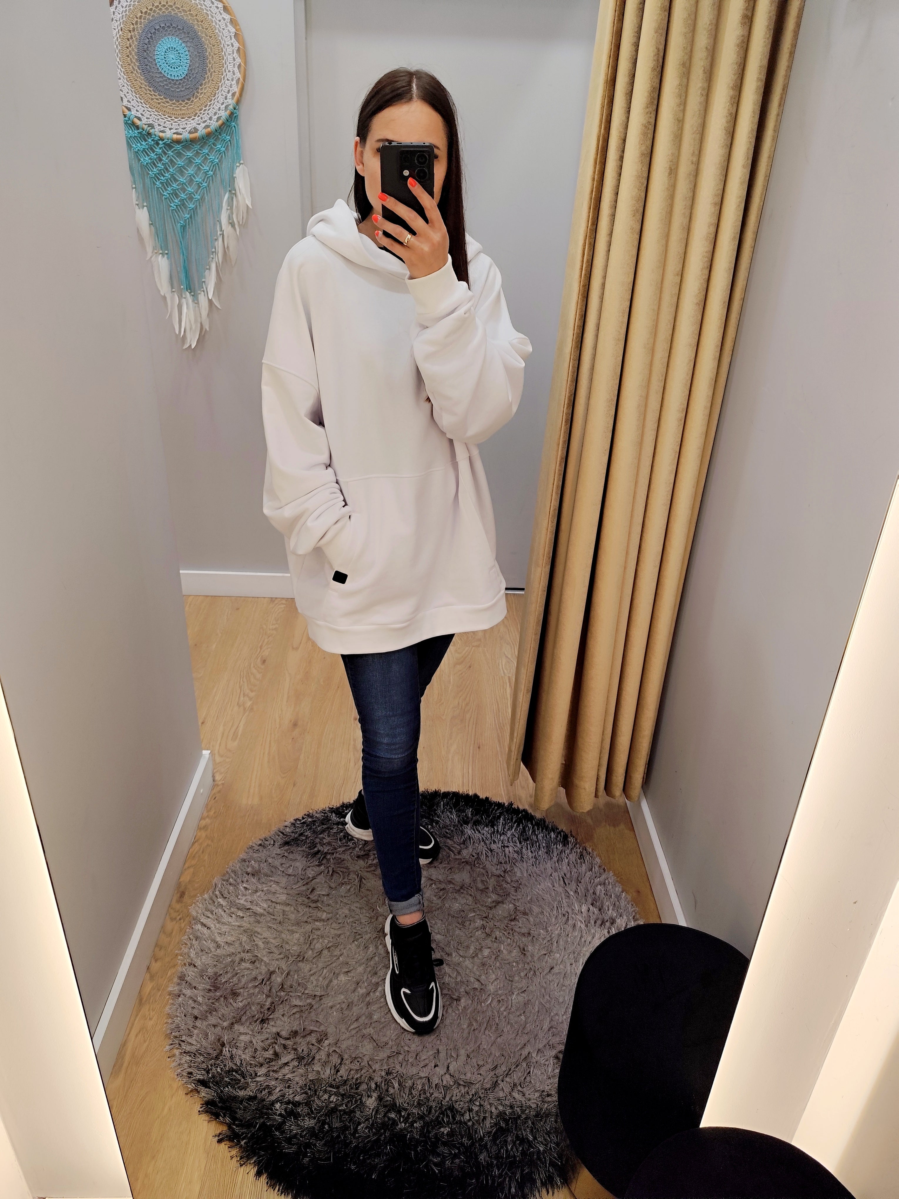 PEPPER UNISEX oversized white hoodie 