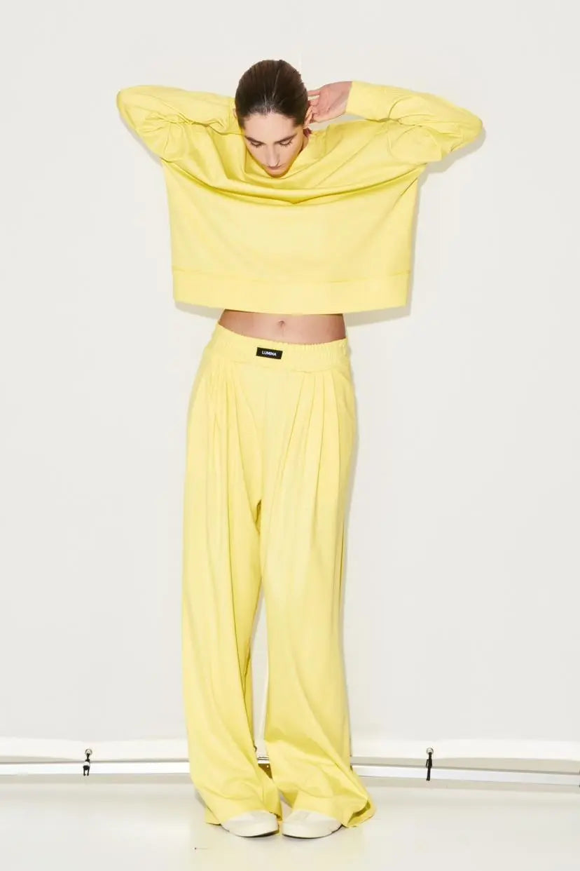 Lumina geltonos laisvalaikio kelnės moterims