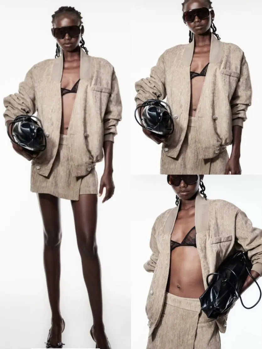 LUMINA ruda bomber striukė moterims