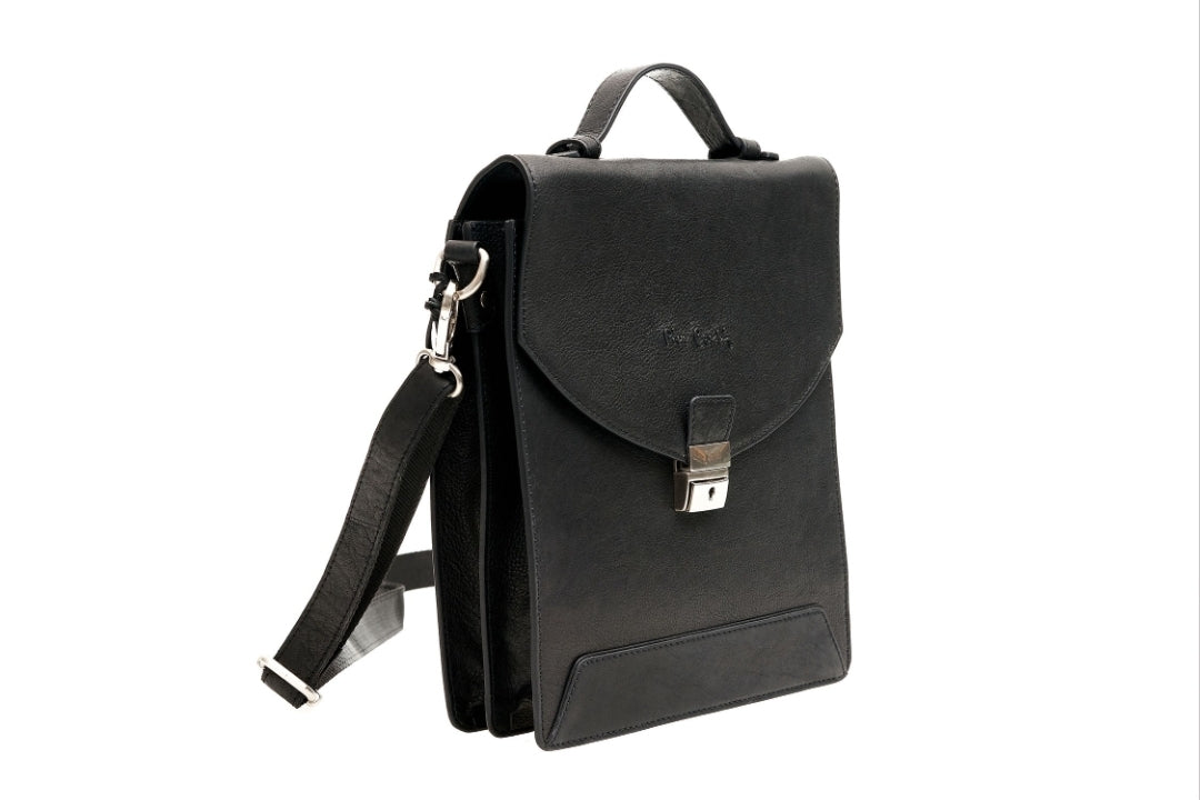 Pierre Cardin black genuine leather handbag for men