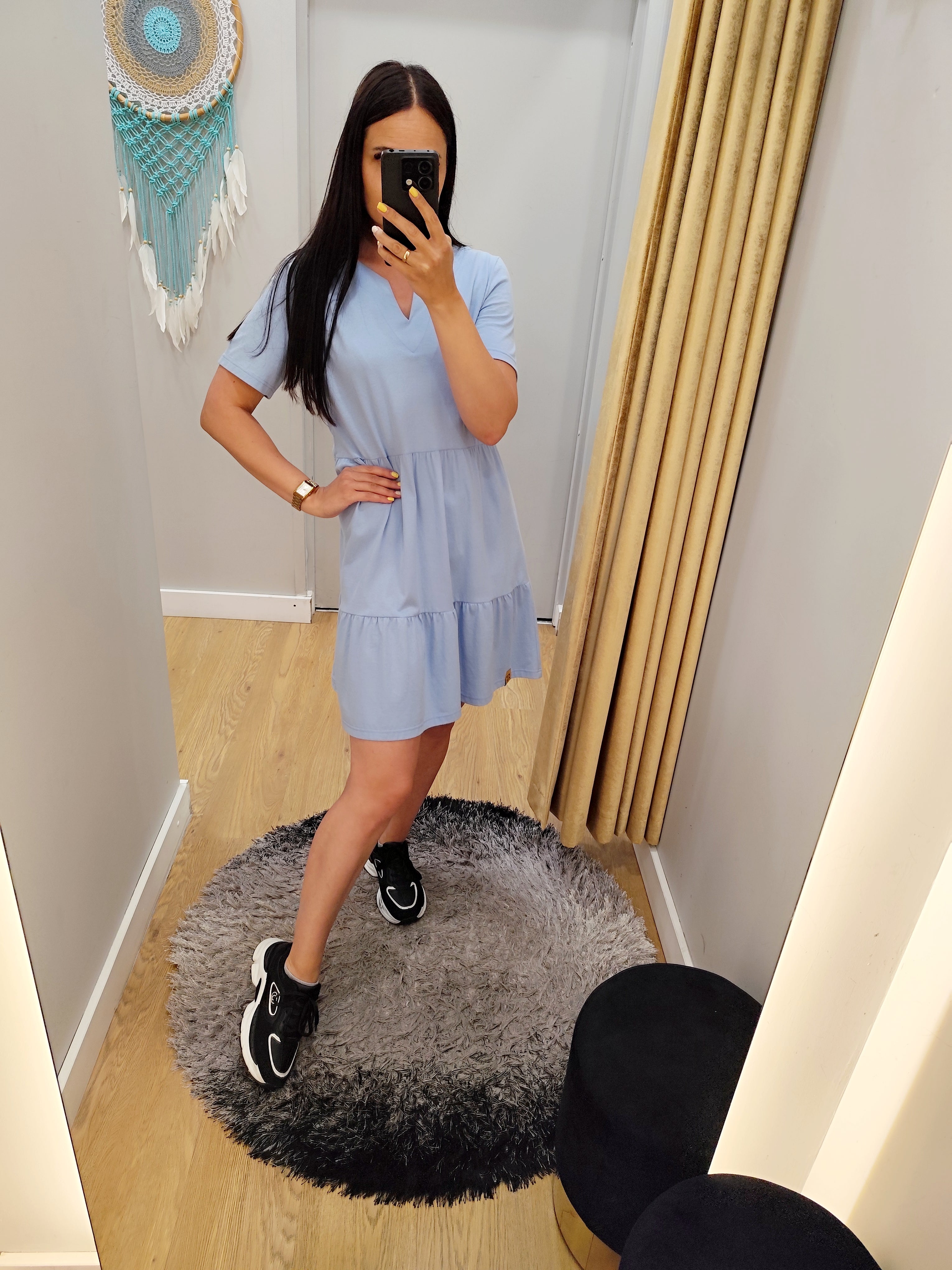 PEPPER sky blue cotton dress