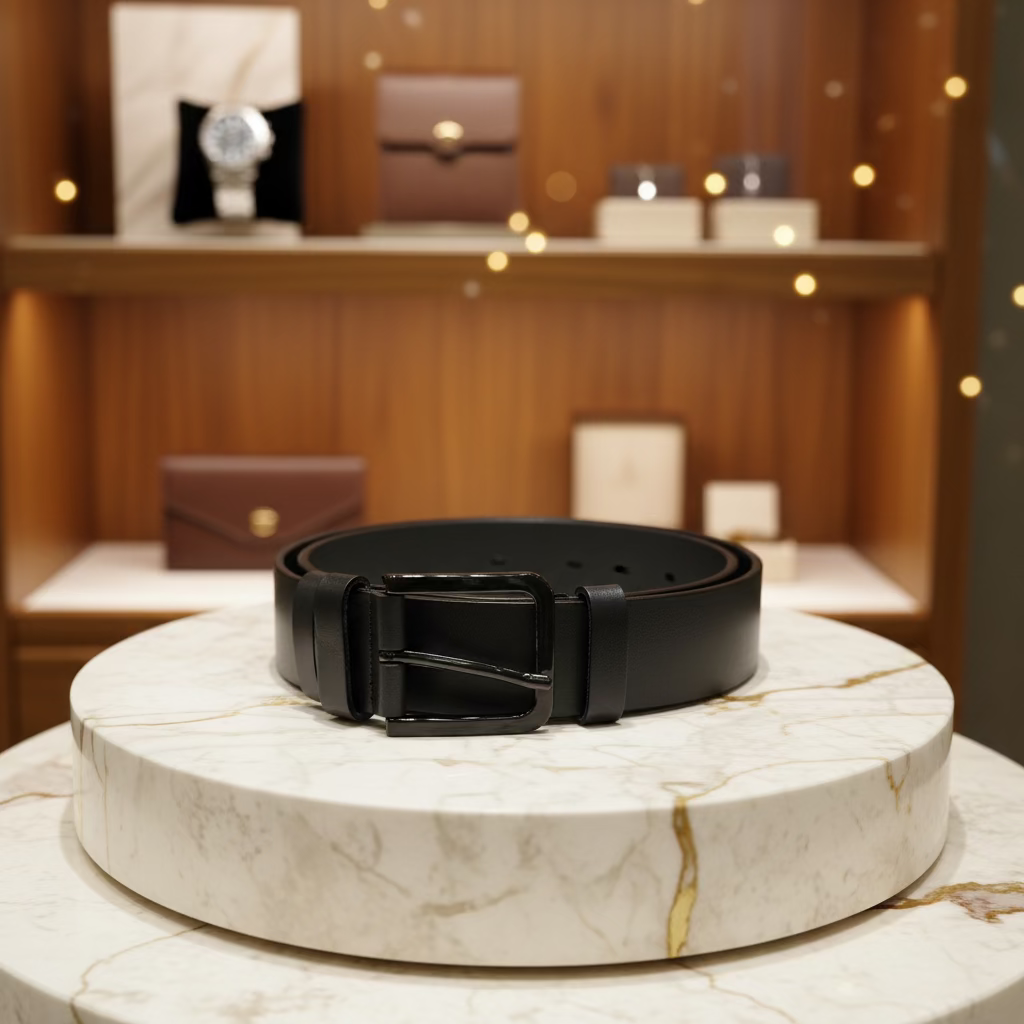 Juodas odinis diržas vyrams