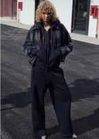 LUMINA mėlynas džemperis moterims su gobtuvu