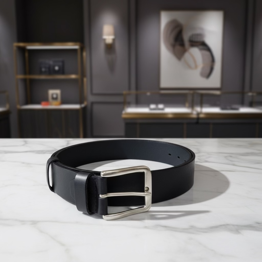 Juodas odinis diržas vyrams