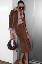 LUMINA zomšinis rudas švarkas moterims