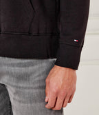 TOMMY HILFIGER juodas džemperis su pūkeliu ir goptuvu