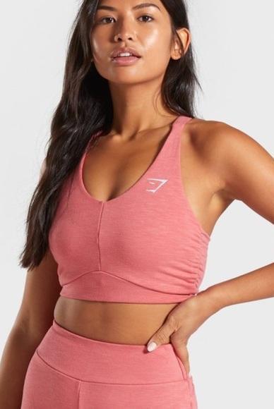 Gymshark ruched rožinė liemenėlė